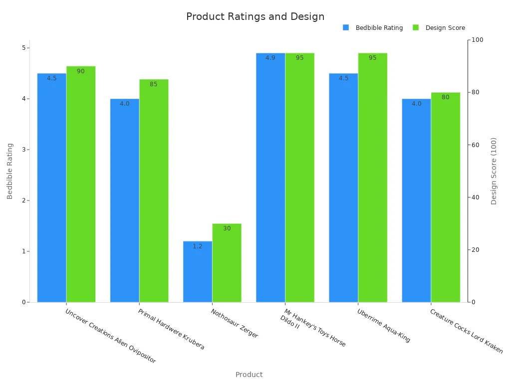 Bar chart showing Bedbible ratings and design scores for several products